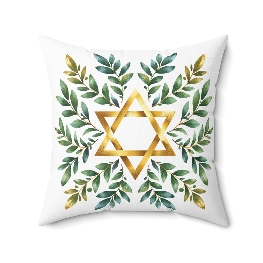 Wreath Star Of David Spun Polyester Square Pillow - American Zionist