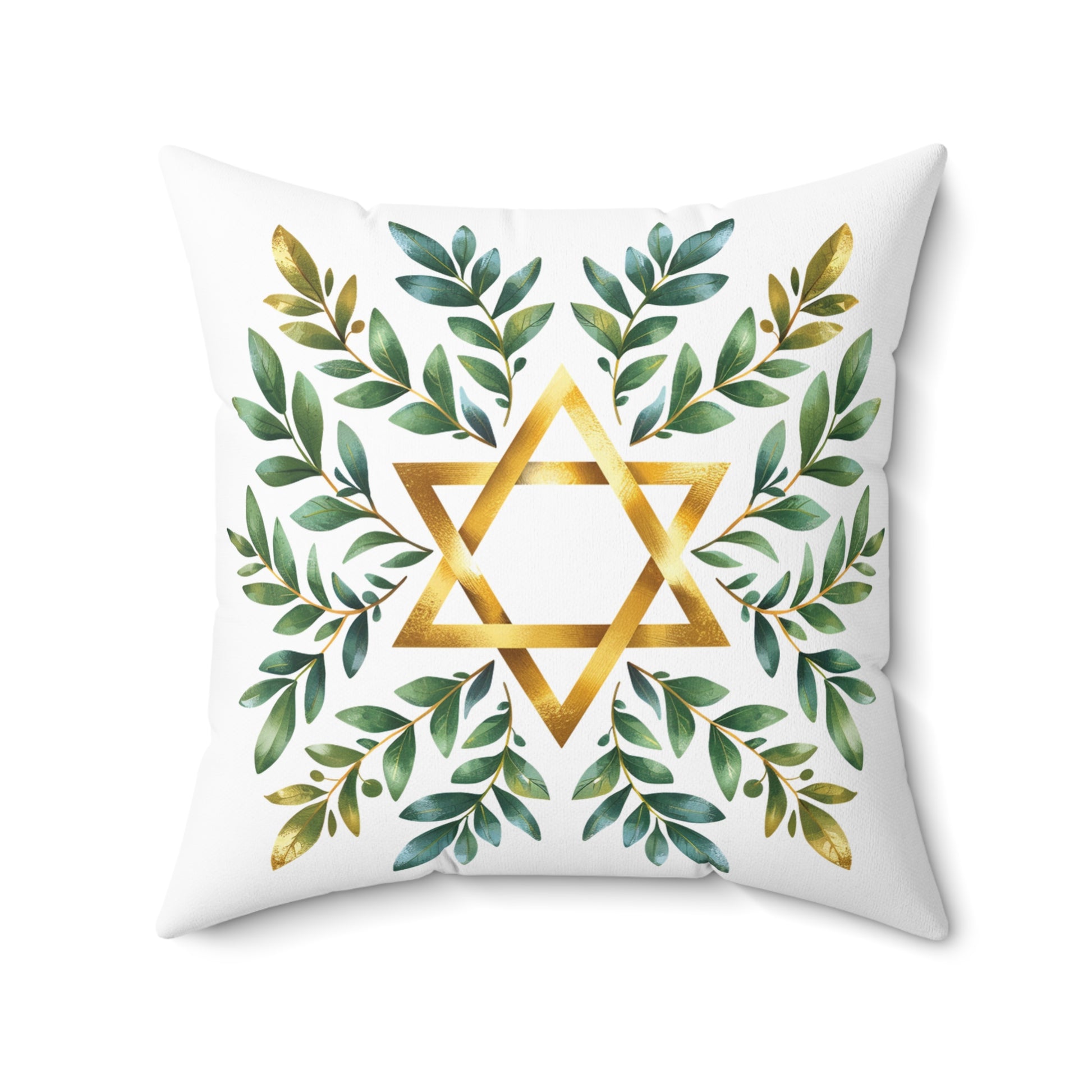 Wreath Star Of David Spun Polyester Square Pillow - American Zionist