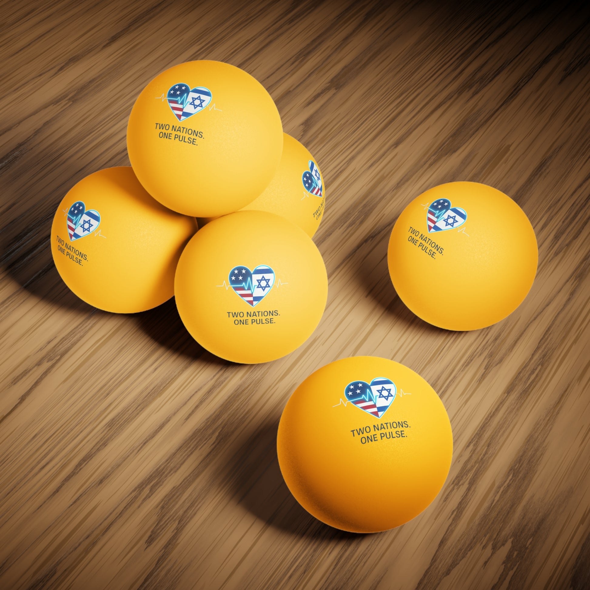 Two Nations. One Pulse Ping Pong Balls, 6 pcs - American Zionist