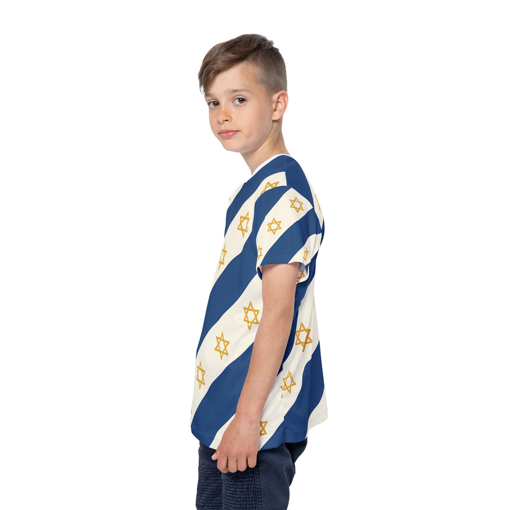 Israel Regalia Stripe Kids Sports Jersey (AOP) - American Zionist
