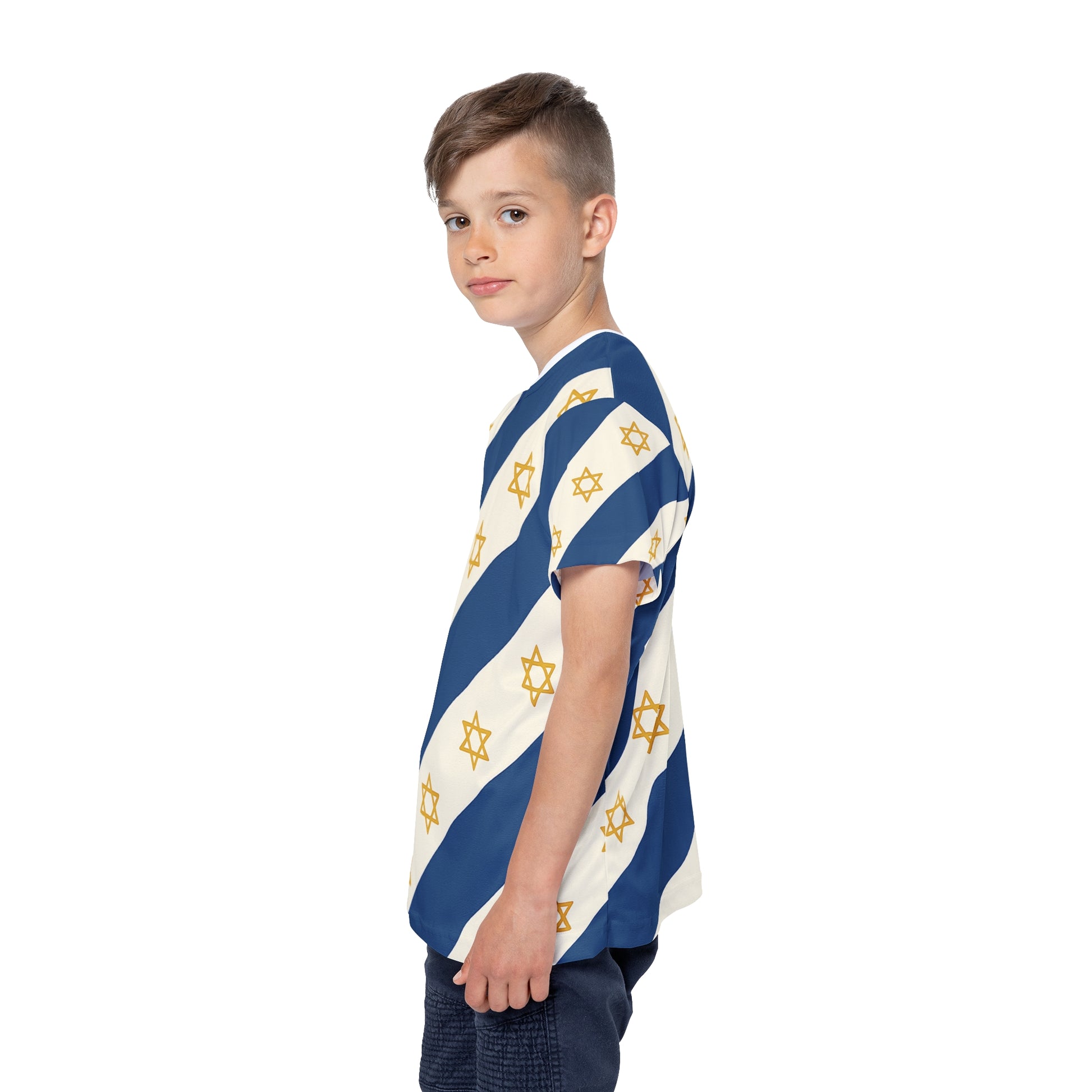 Israel Regalia Stripe Kids Sports Jersey (AOP) - American Zionist