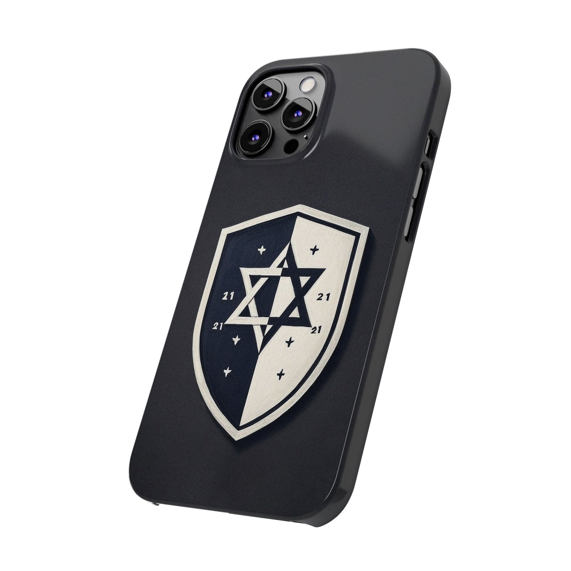 Black and White Shield Slim Phone Cases - American Zionist