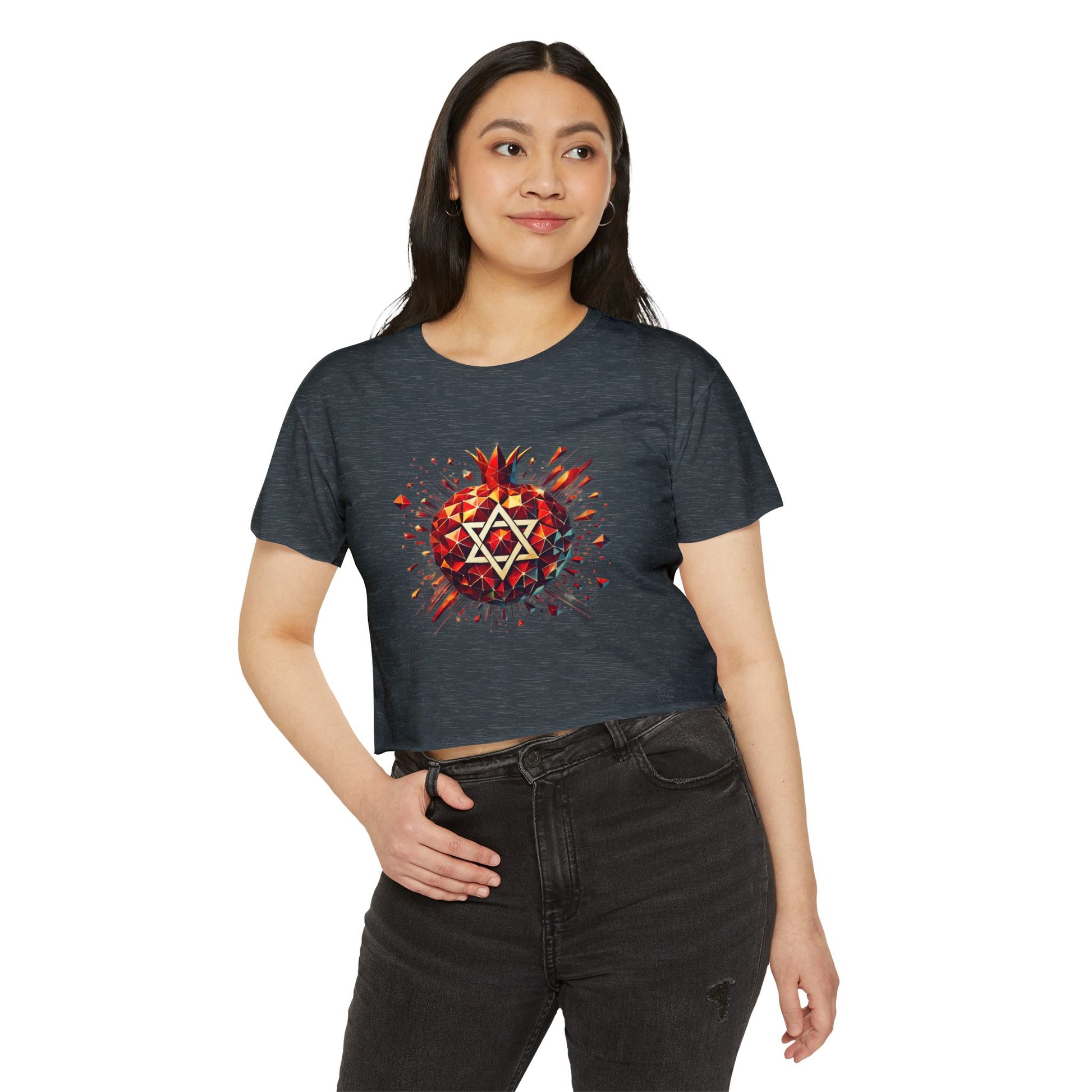 Pomegranate Star of David Women's Festival Crop Top - American Zionist