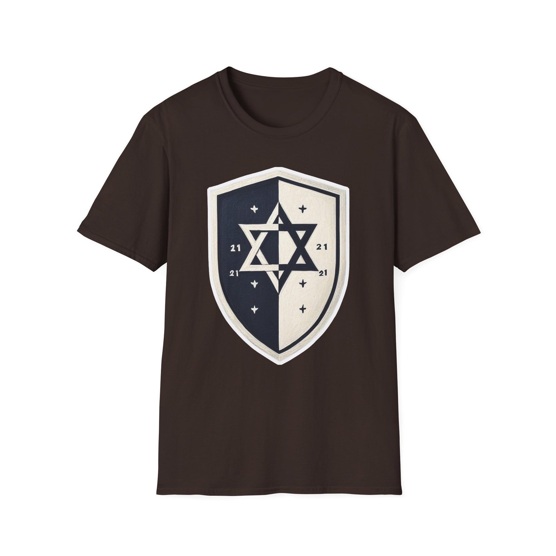 Black and White Shield Unisex Softstyle T-Shirt - American Zionist