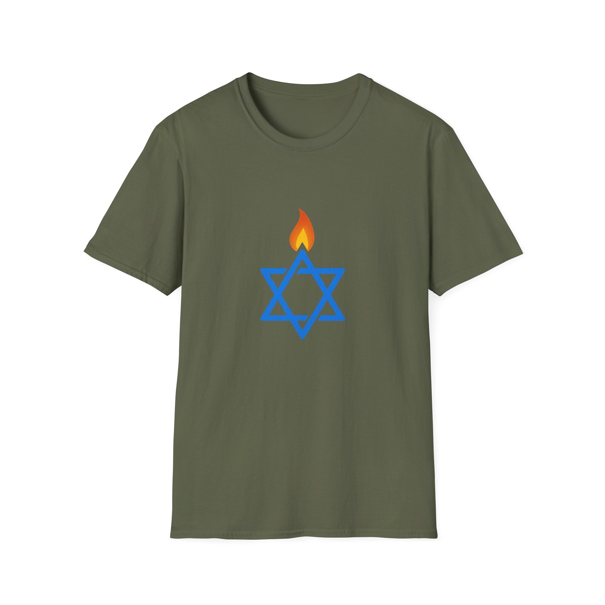 Fire Stars Of David Unisex Softstyle T-Shirt - American Zionist