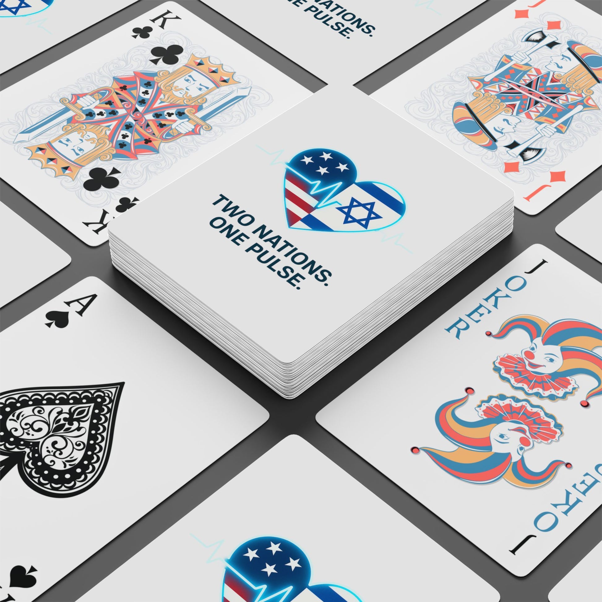 Two Nations. One Pulse Poker Playing Cards - American Zionist