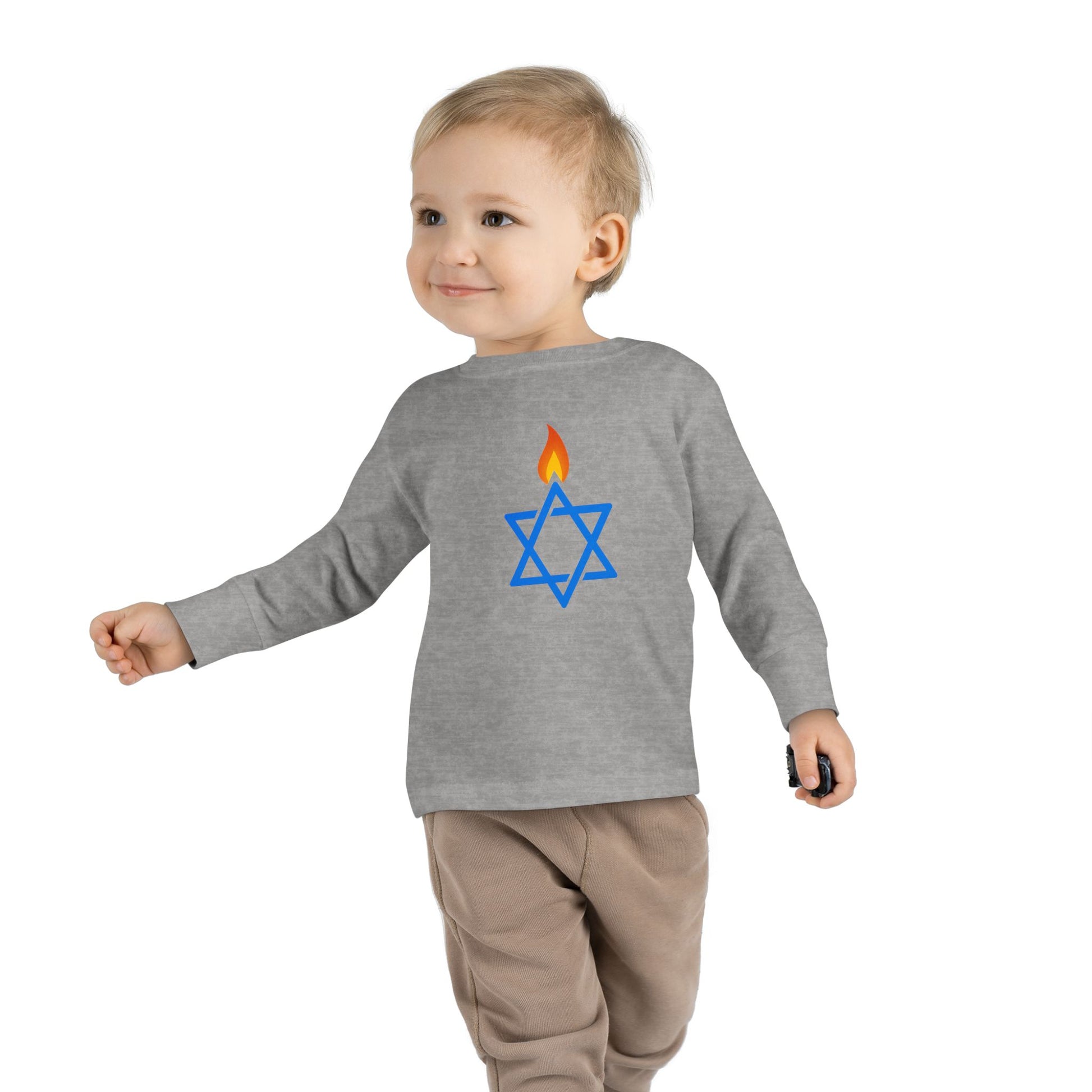Fire Stars Of David Toddler Long Sleeve Tee - American Zionist