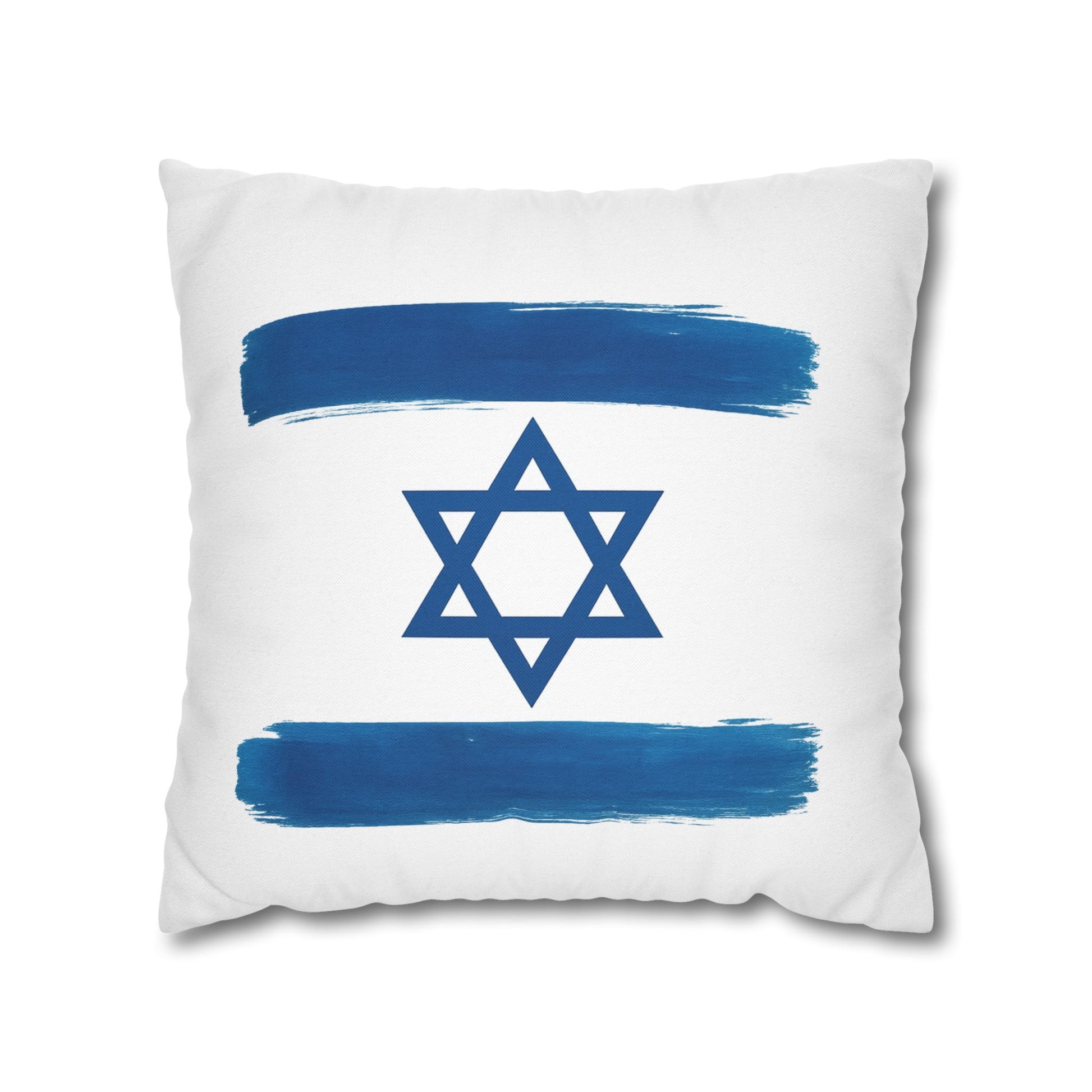 Blue Stars Of David Spun Polyester Square Pillowcase - American Zionist