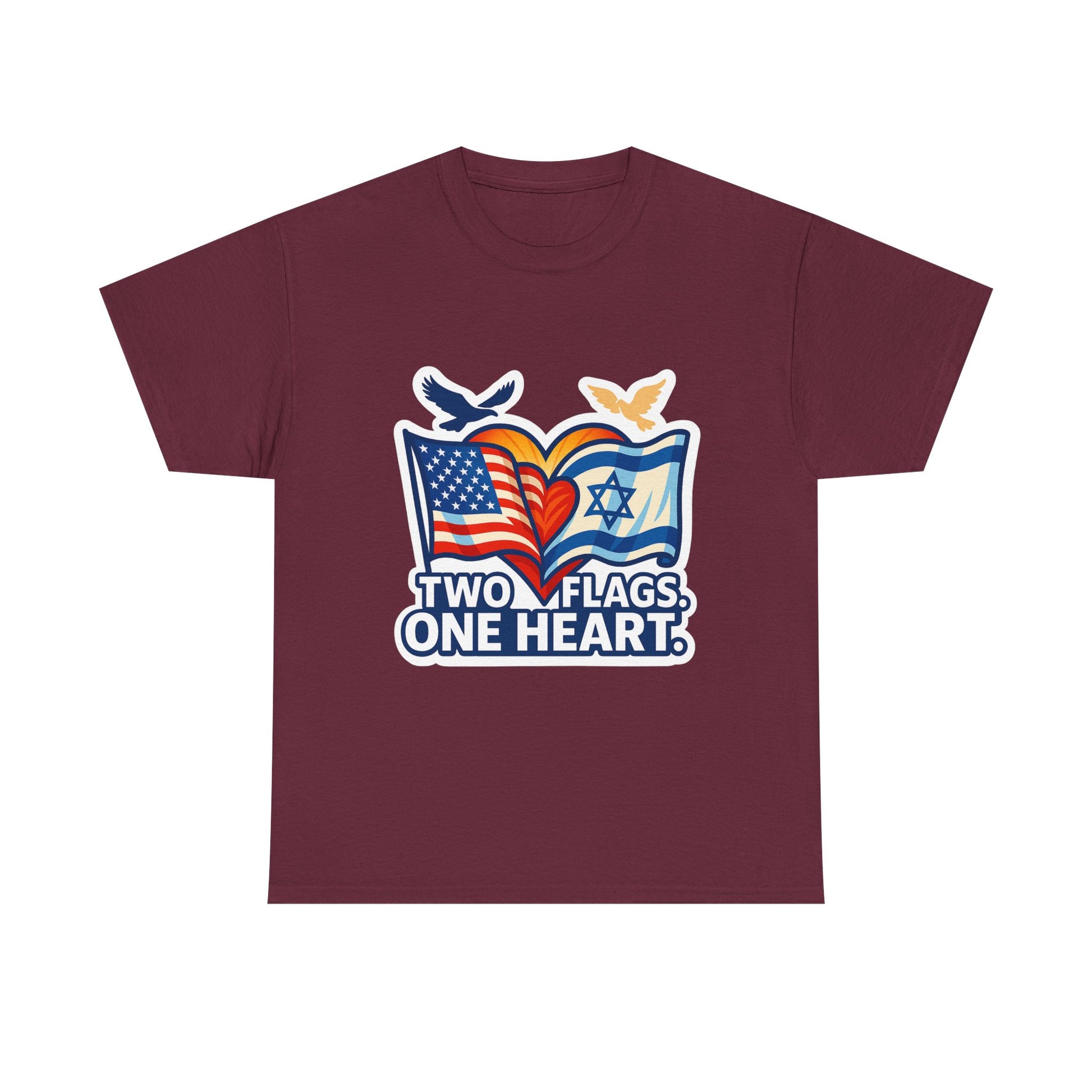 Two Flags One Heart Unisex Heavy Cotton Tee - American Zionist
