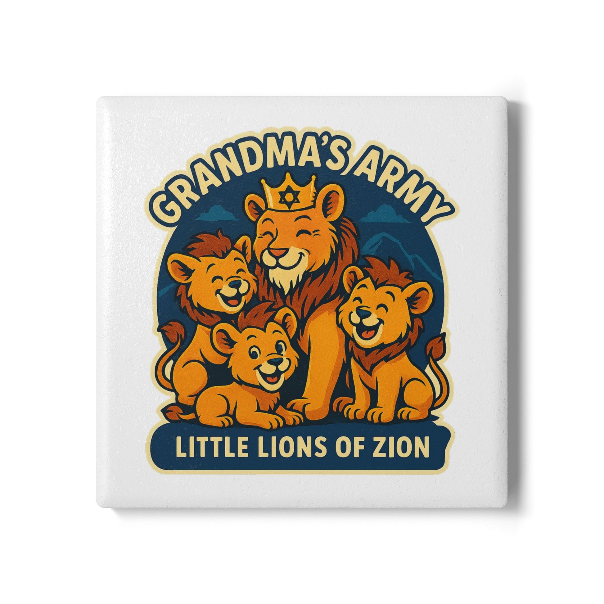 Grandma's Little Lions Ceramic Coaster - American Zionist