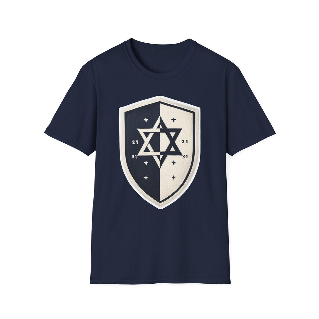Black and White Shield Unisex Softstyle T-Shirt - American Zionist