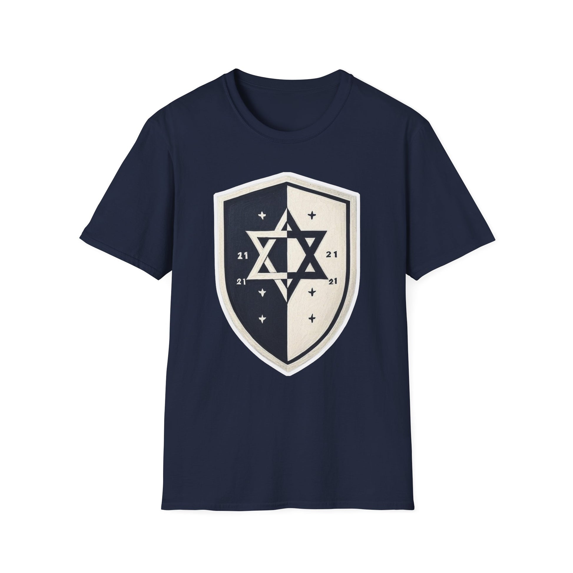 Black and White Shield Unisex Softstyle T-Shirt - American Zionist