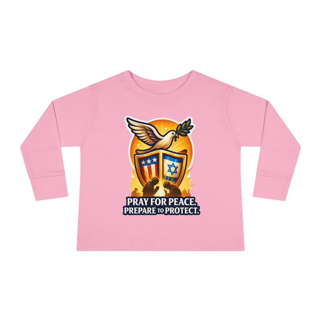 Pray For Peace Toddler Long Sleeve Tee - American Zionist