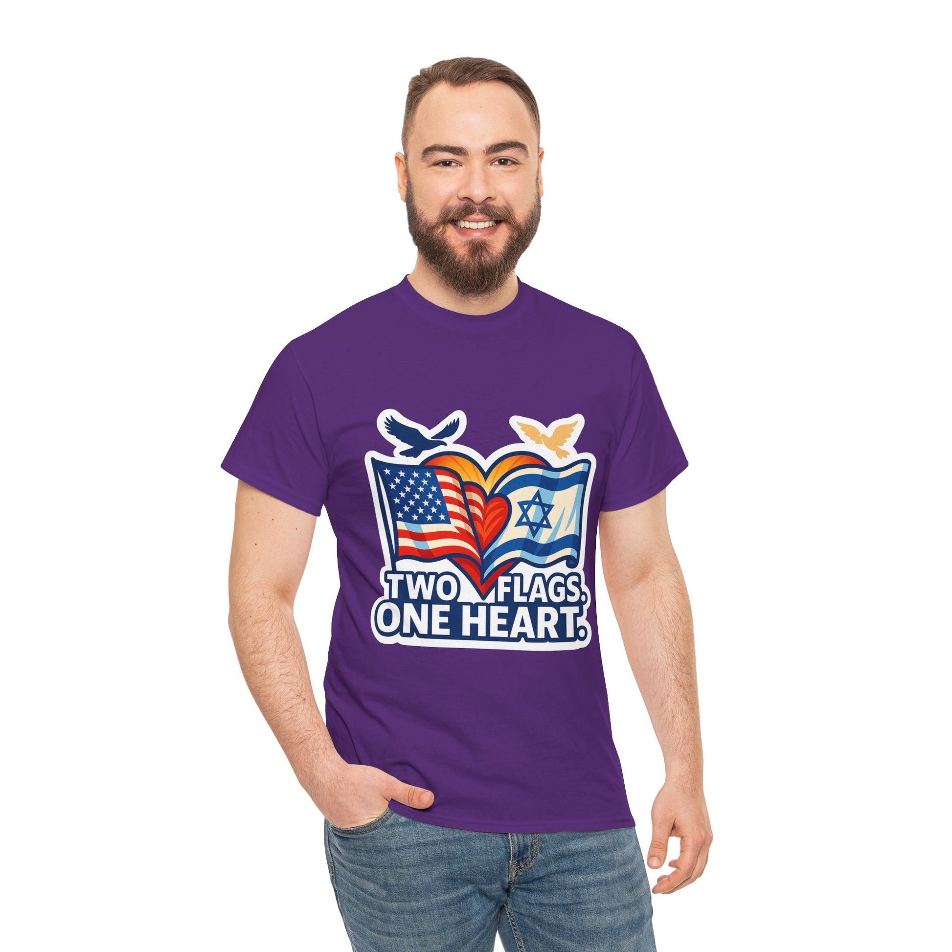 Two Flags One Heart Unisex Heavy Cotton Tee - American Zionist