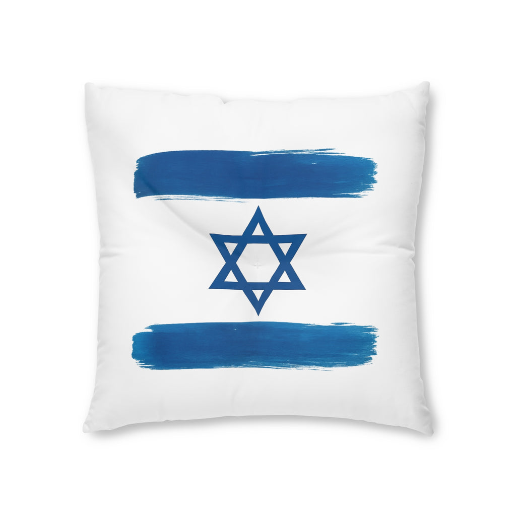 Blue Stars Of David Tufted Floor Pillow, Square - American Zionist