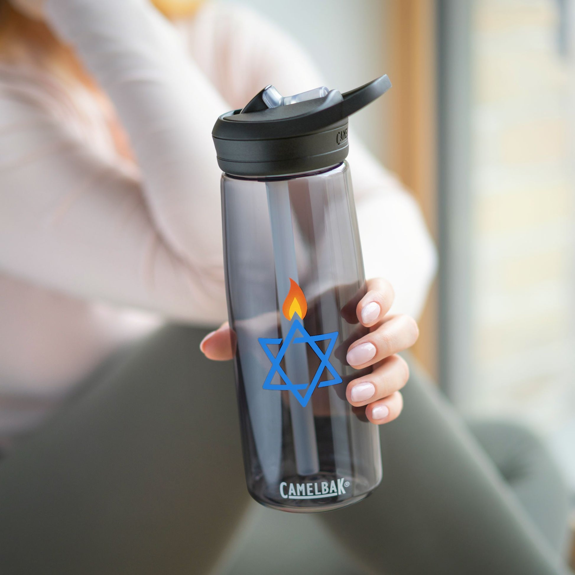 Fire Stars Of David Water Bottle, 20oz\25oz - American Zionist