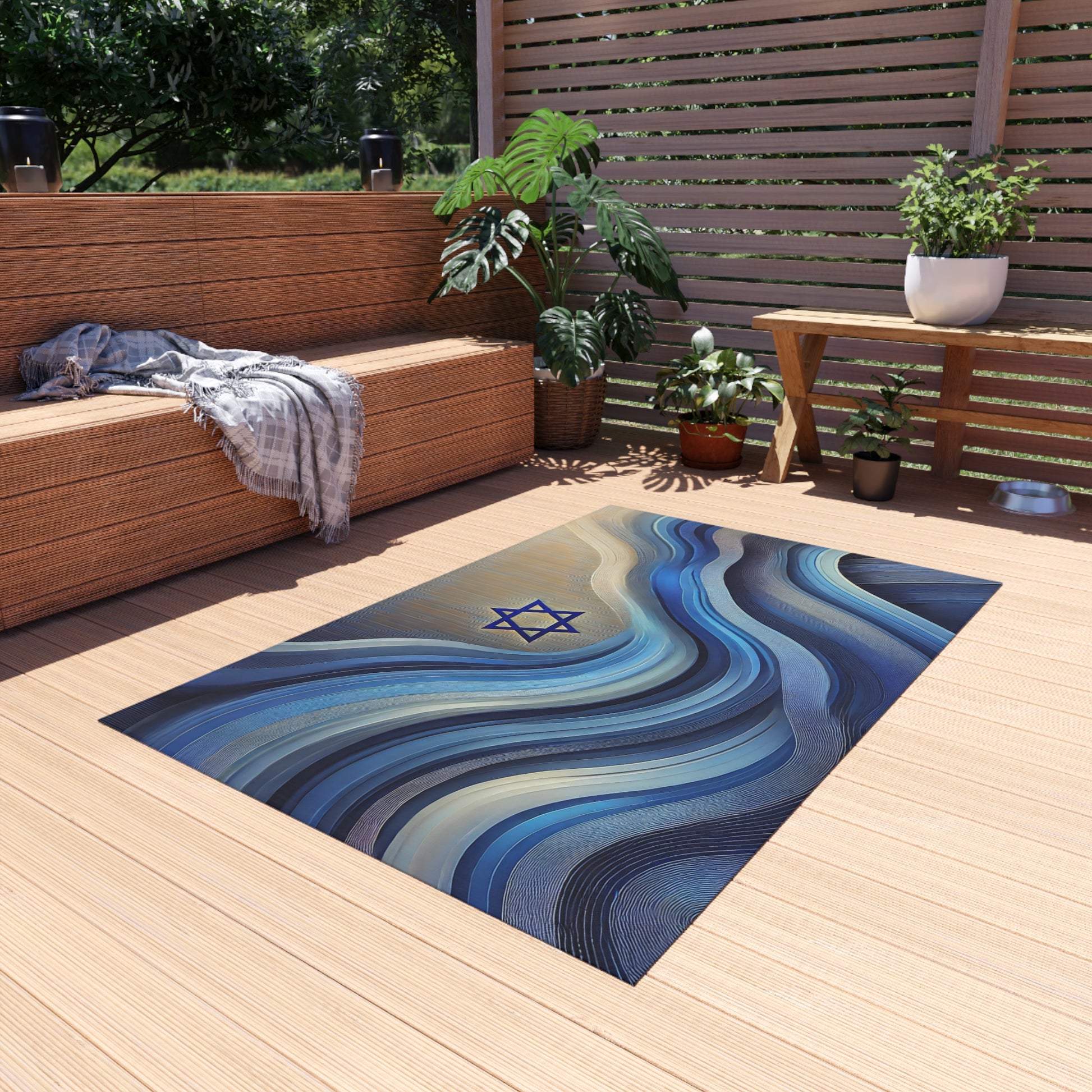 Ocean Flow Star Outdoor Rug - American Zionist