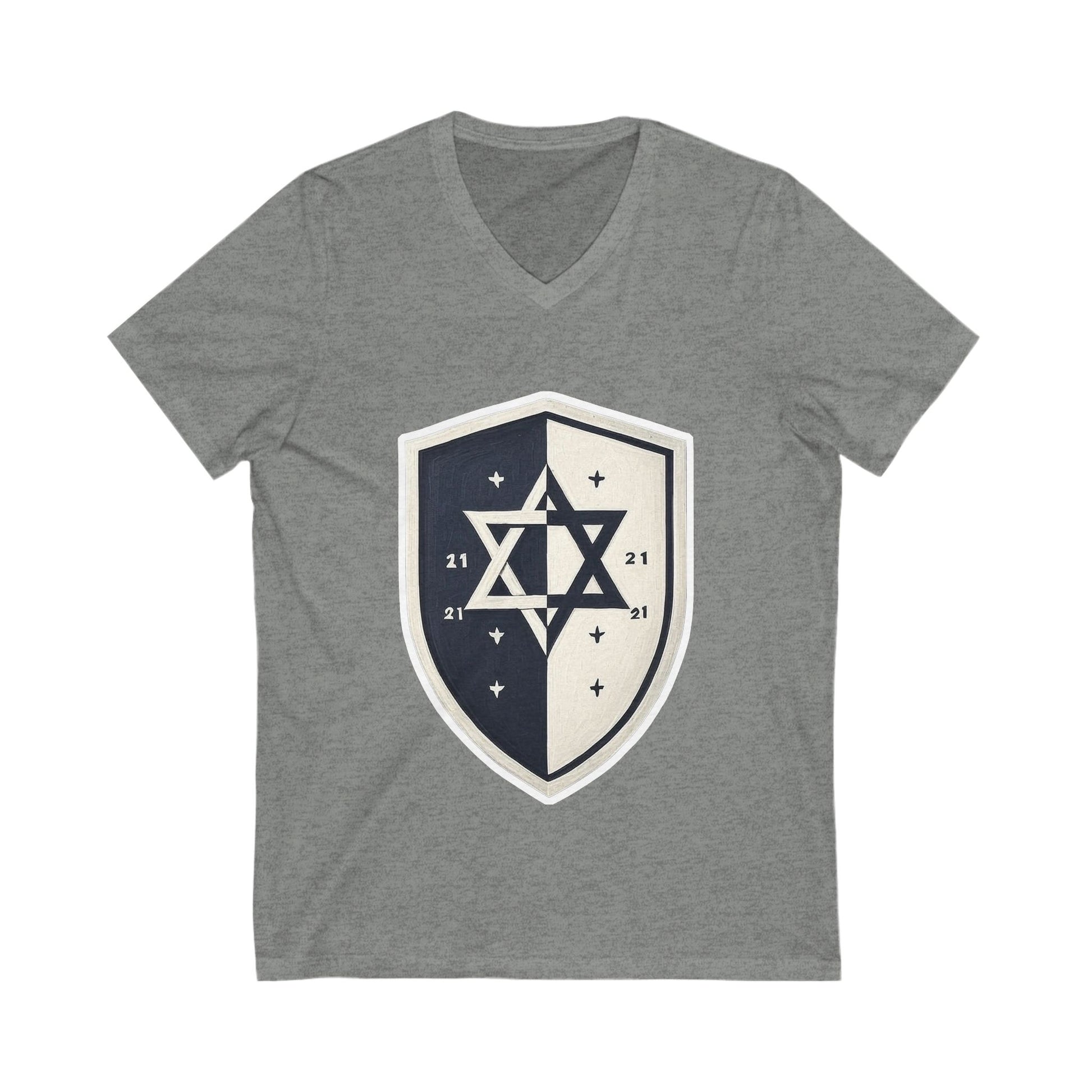 Black and White Shield Unisex Jersey Short Sleeve V - Neck Tee - American Zionist