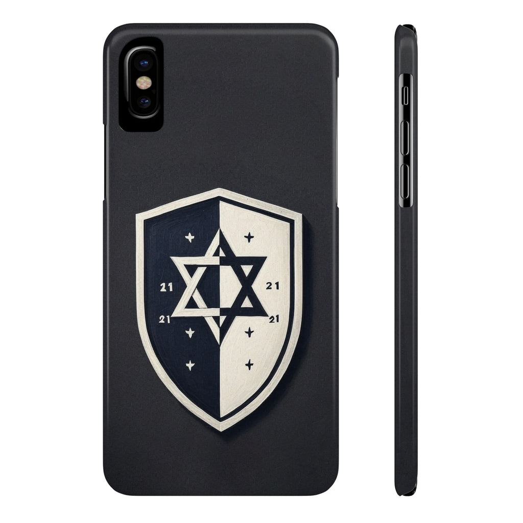Black and White Shield Slim Phone Cases - American Zionist
