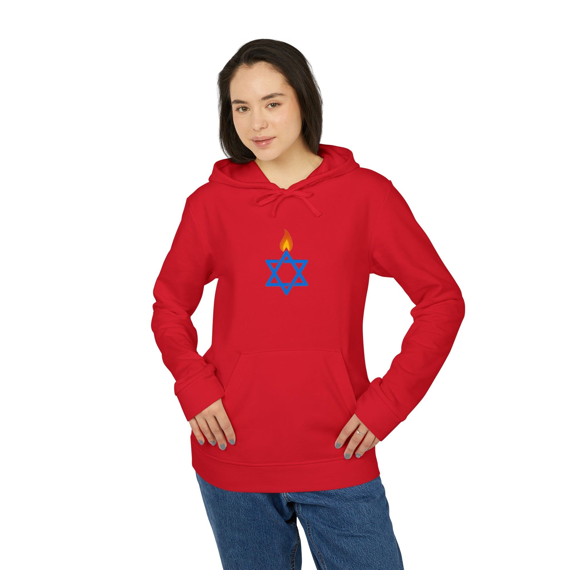 Fire Stars Of David Adidas Unisex Fleece Hoodie - American Zionist