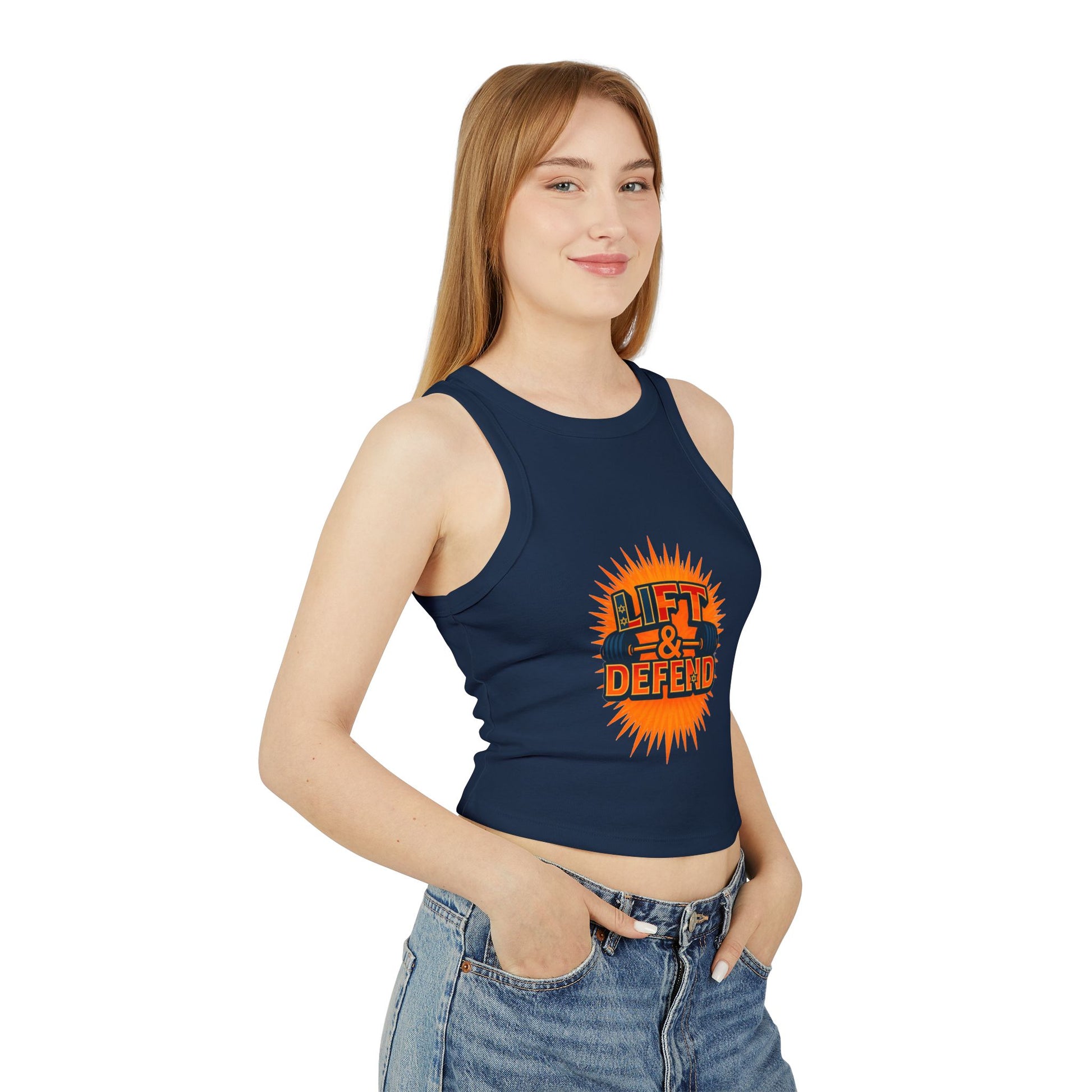 Lift Defend Women's Micro Rib Racer Tank Top - American Zionist