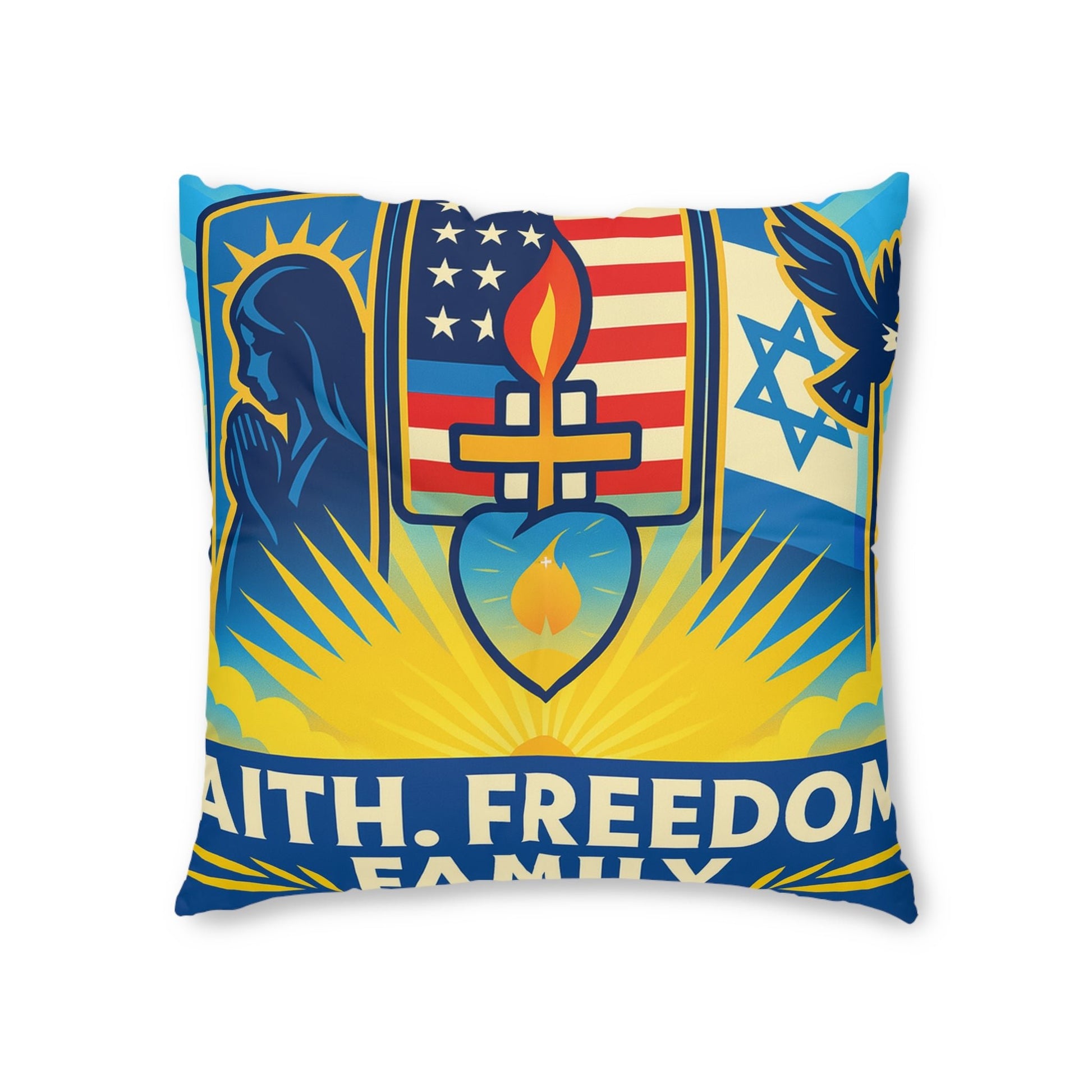 Guided By Faith's Flame Tufted Floor Pillow, Square - American Zionist