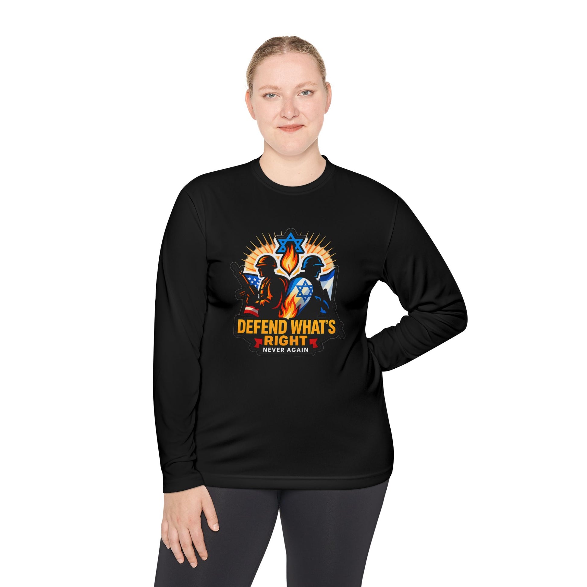 Defend What's Right Unisex Lightweight Long Sleeve Tee - American Zionist