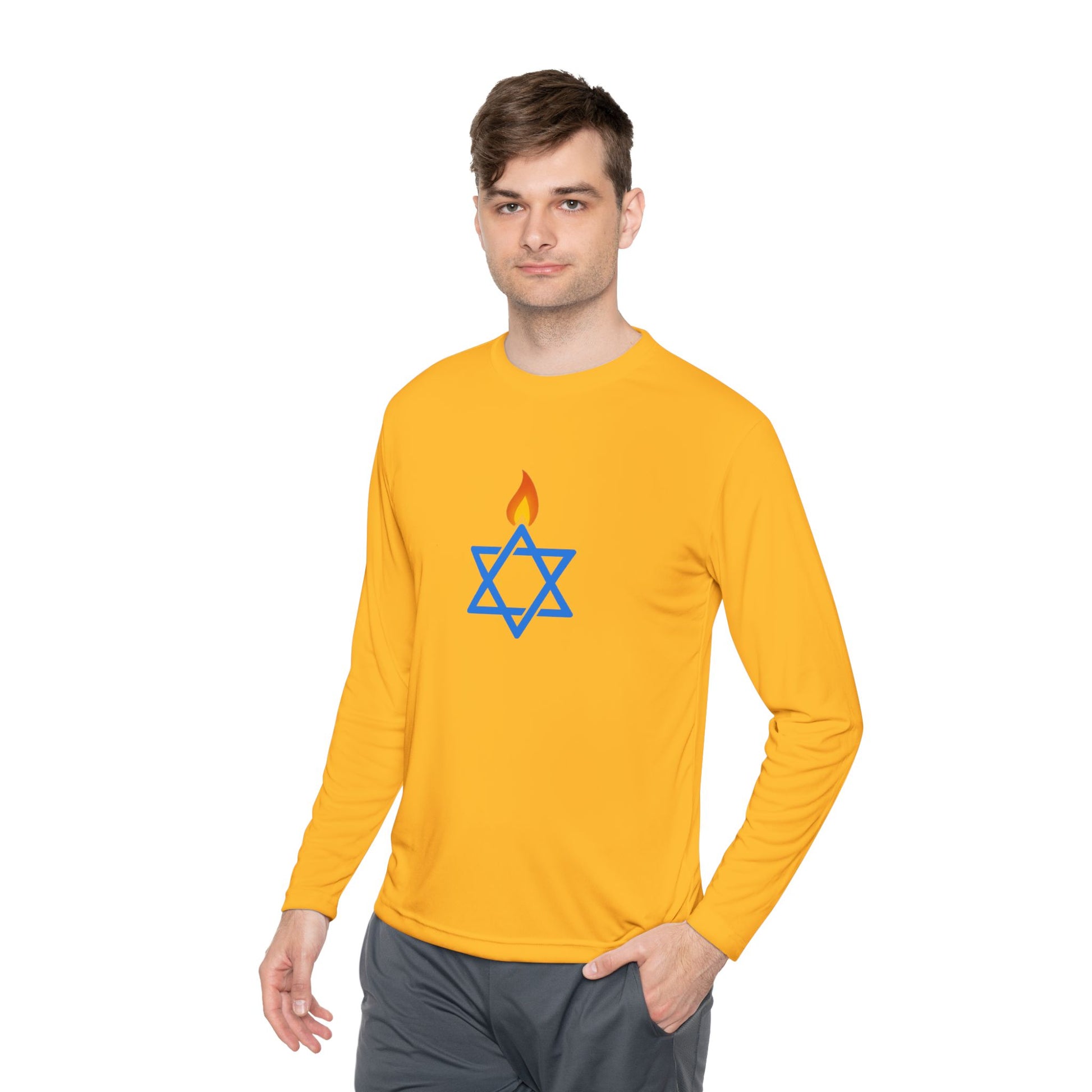 Fire Stars Of David Unisex Lightweight Long Sleeve Tee - American Zionist