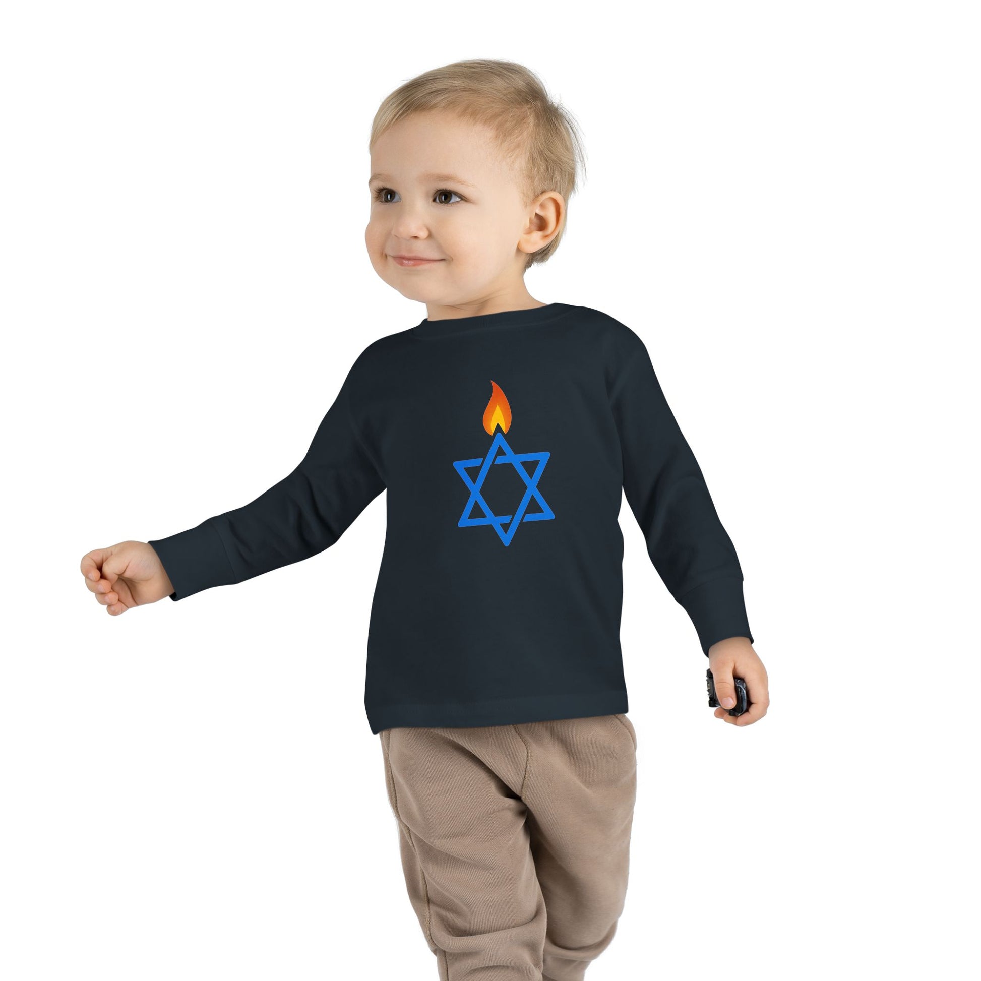 Fire Stars Of David Toddler Long Sleeve Tee - American Zionist