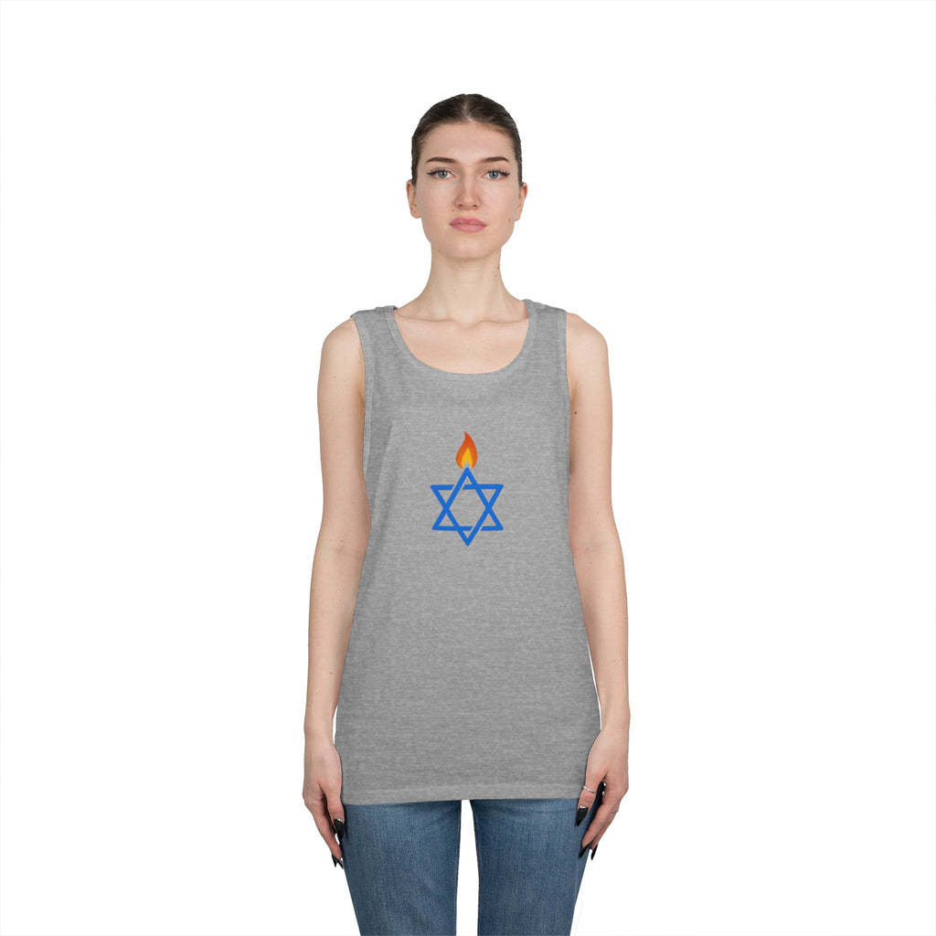 Fire Stars Of David Unisex Heavy Cotton Tank Top - American Zionist