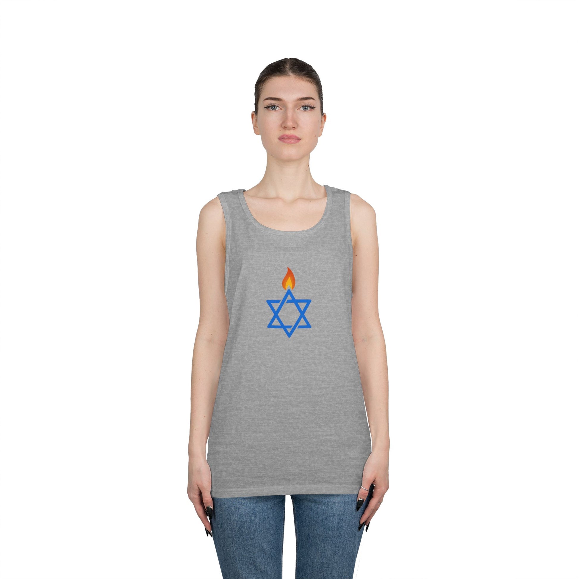 Fire Stars Of David Unisex Heavy Cotton Tank Top - American Zionist
