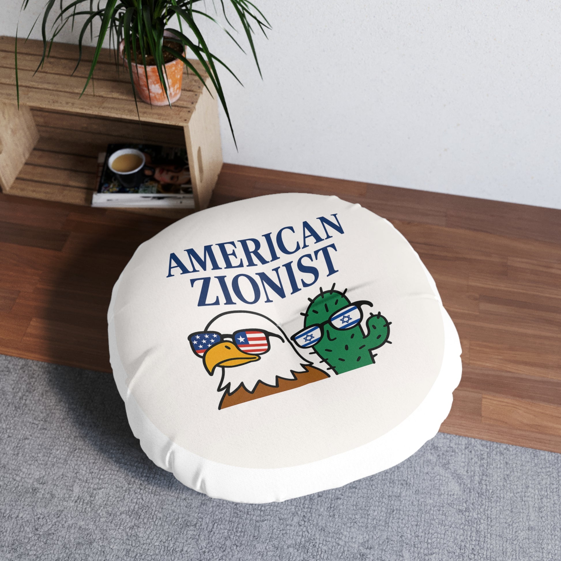 American Zionist Bros Tufted Floor Pillow, Round - American Zionist
