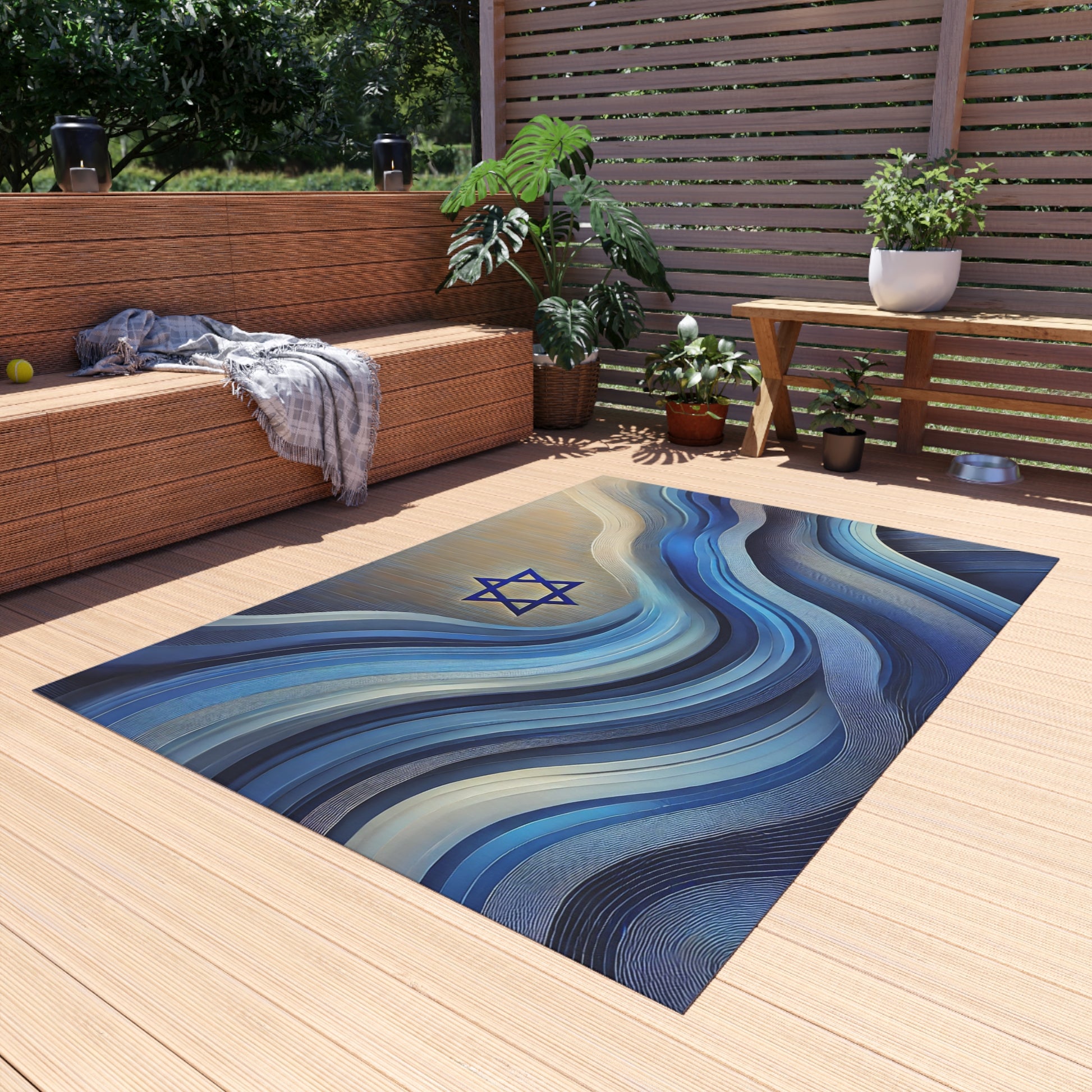 Ocean Flow Star Outdoor Rug - American Zionist
