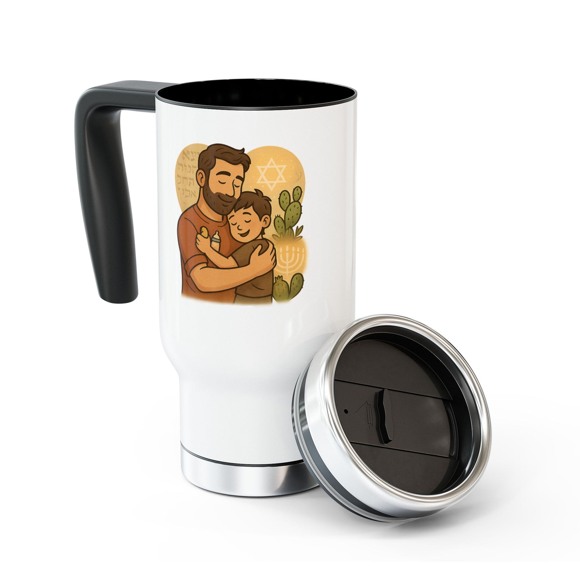 Dad Love Stainless Steel Travel Mug with Handle, 14oz - American Zionist