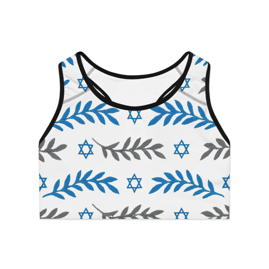 Olive and Shield Sports Bra (AOP) - American Zionist