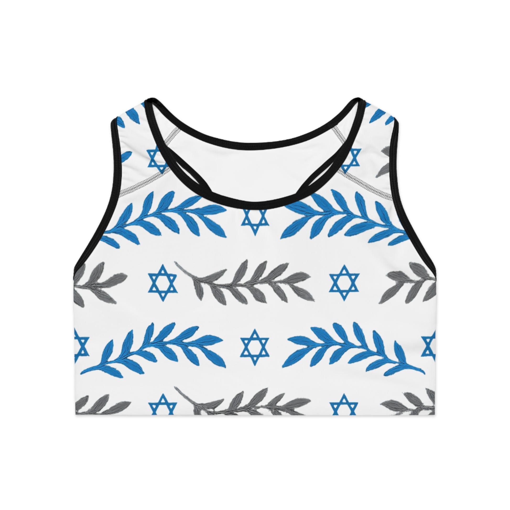 Olive and Shield Sports Bra (AOP) - American Zionist