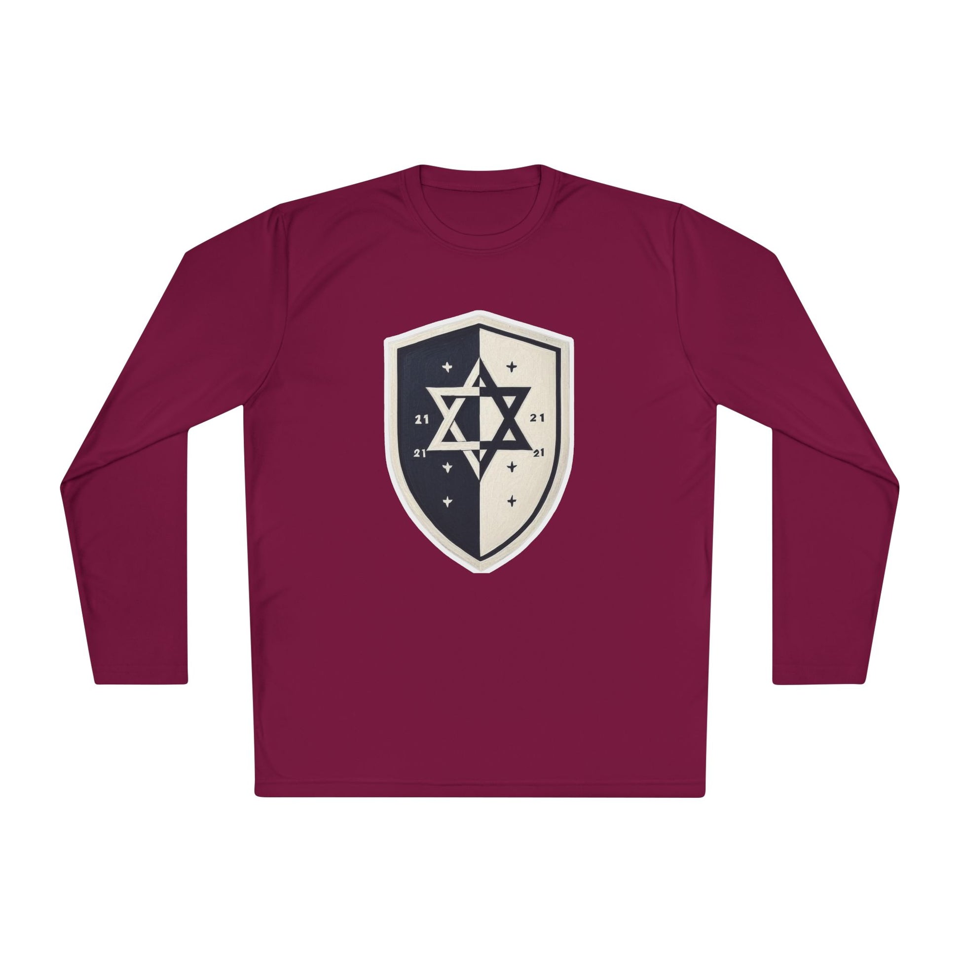 Black and White Shield Unisex Lightweight Long Sleeve Tee - American Zionist