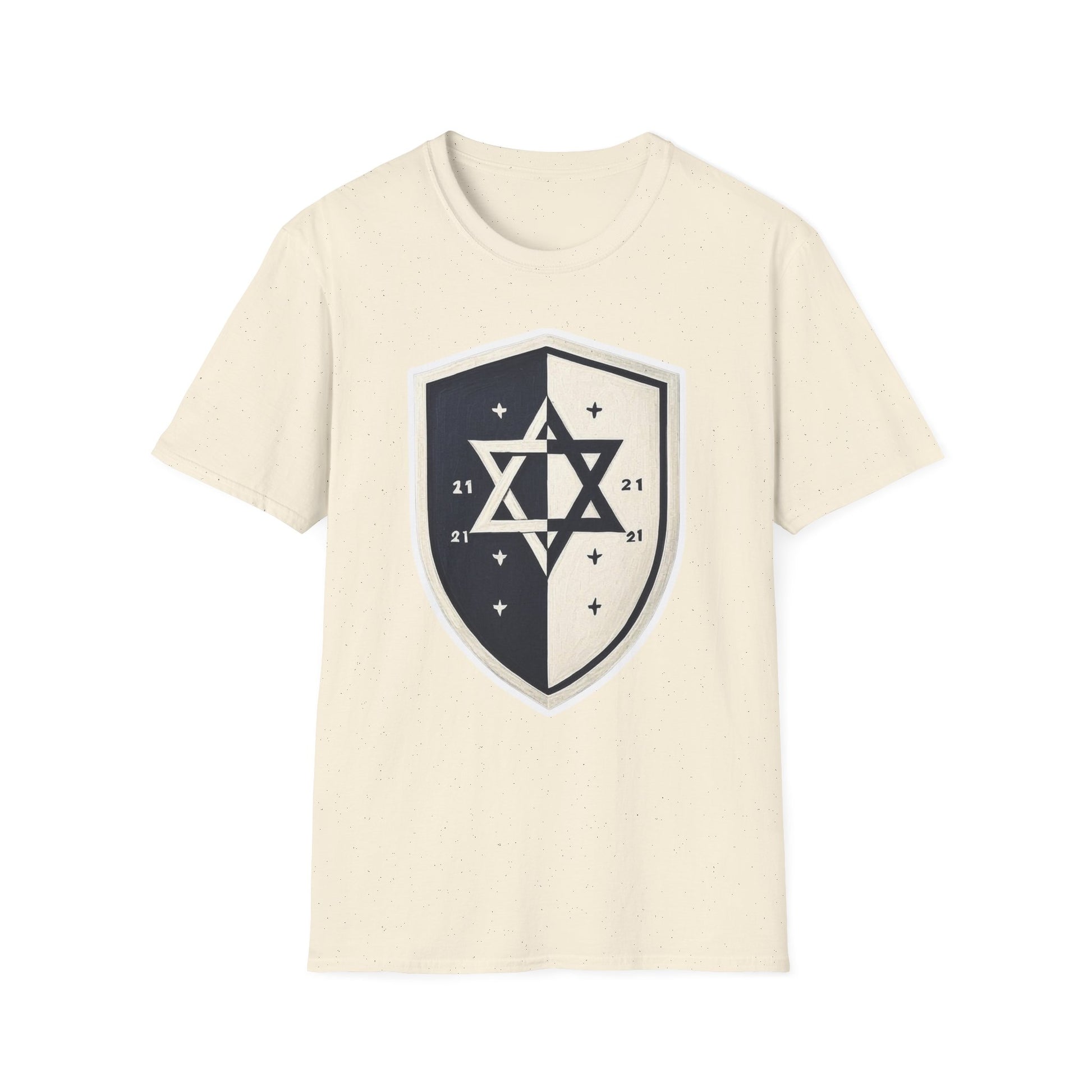 Black and White Shield Unisex Softstyle T-Shirt - American Zionist
