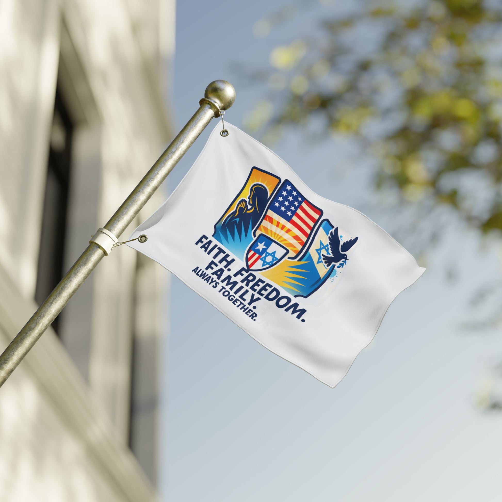 Faith, Freedom, Family Double Sided Flag - American Zionist