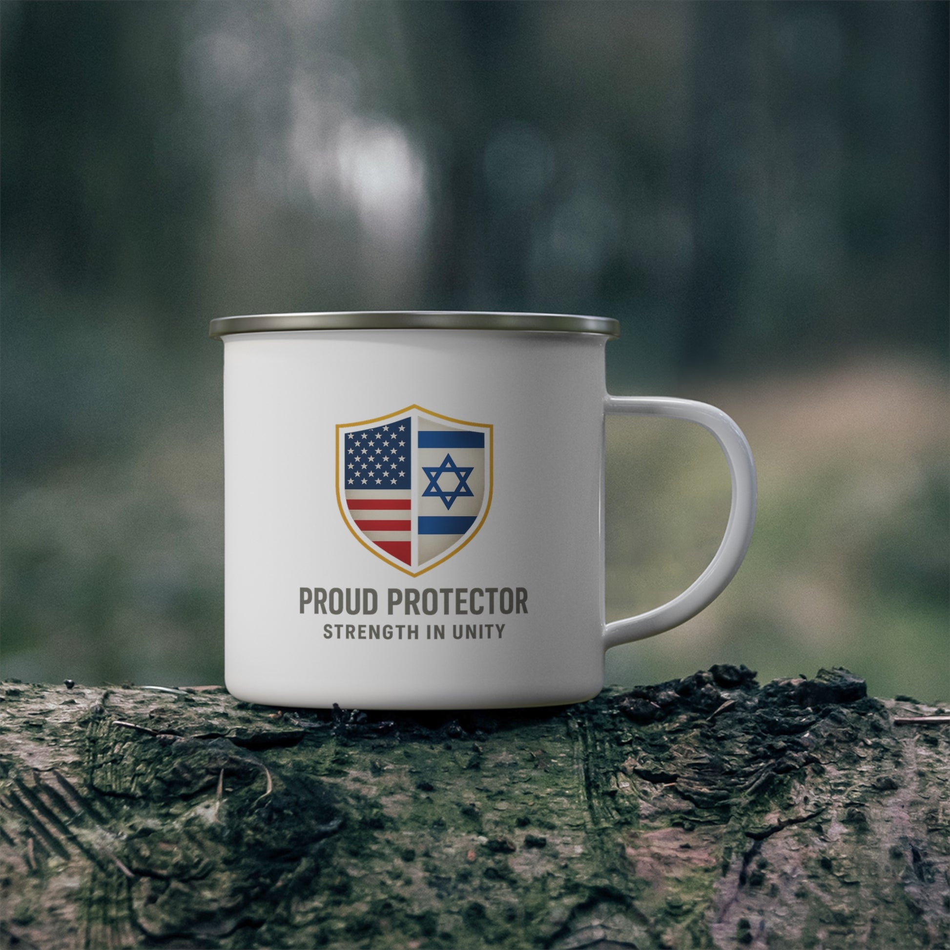 Proud Protector Enamel Camping Mug - American Zionist