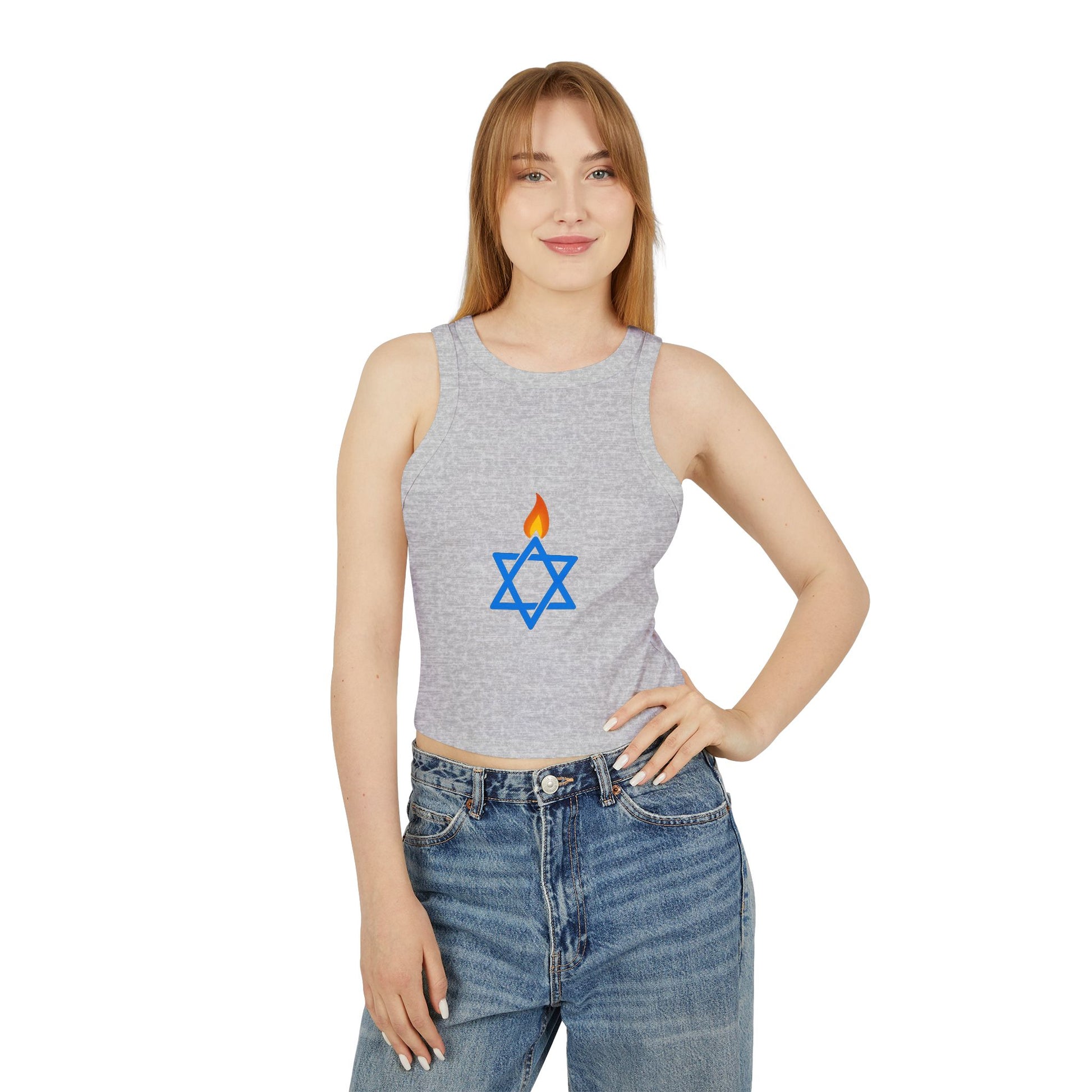 Fire Stars Of David Women's Micro Rib Racer Tank Top - American Zionist