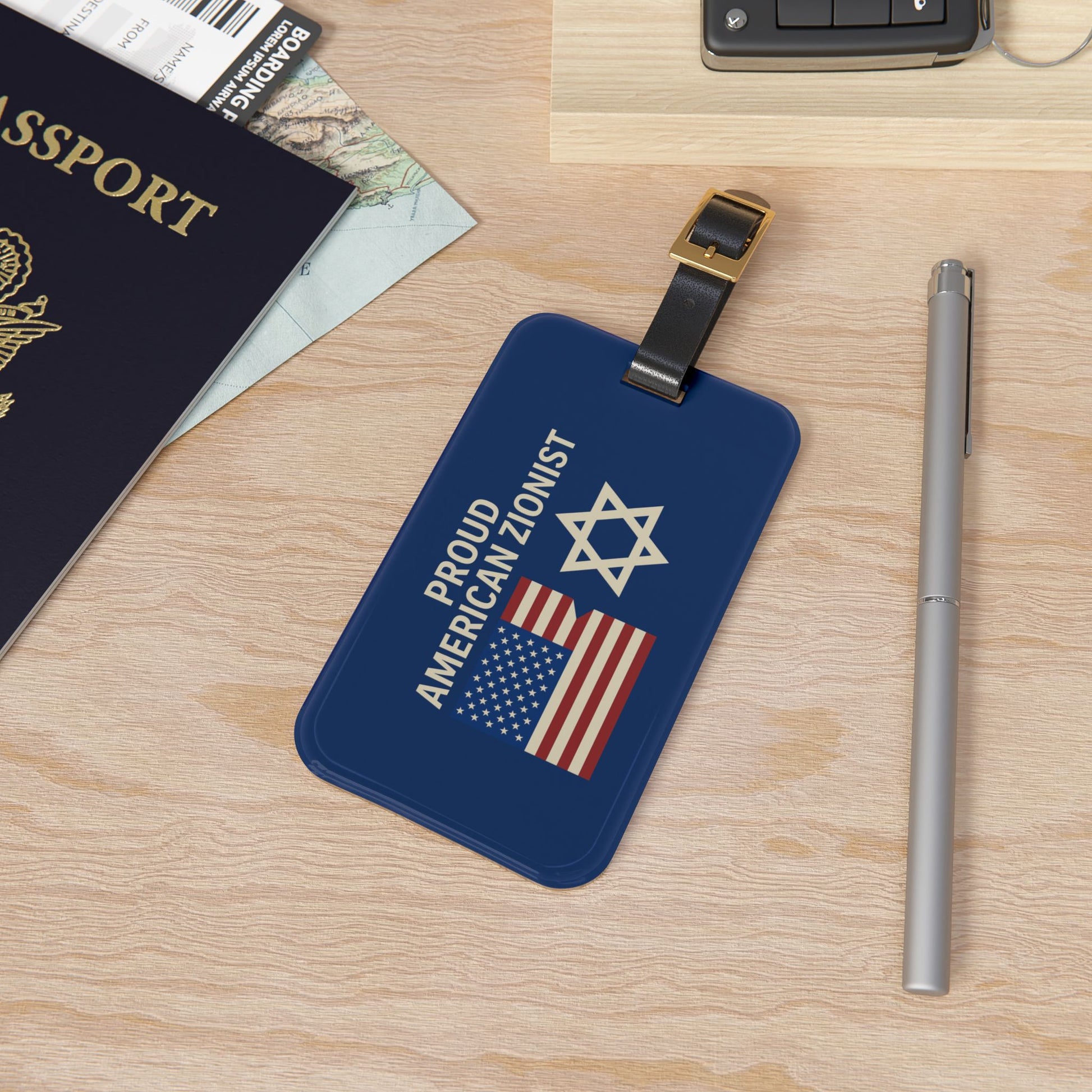 Blue Proud American Zionist Luggage Tag - American Zionist