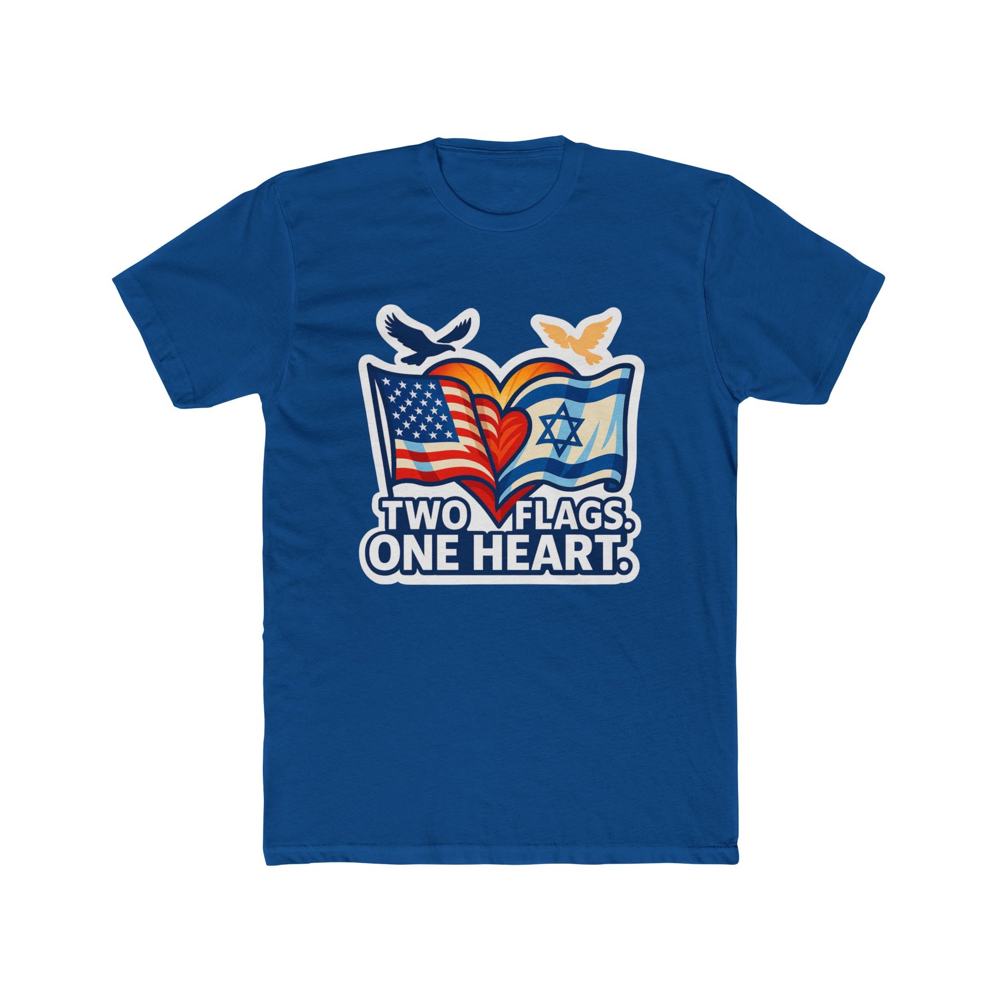 Two Flags. One Heart Unisex Cotton Crew Tee - American Zionist