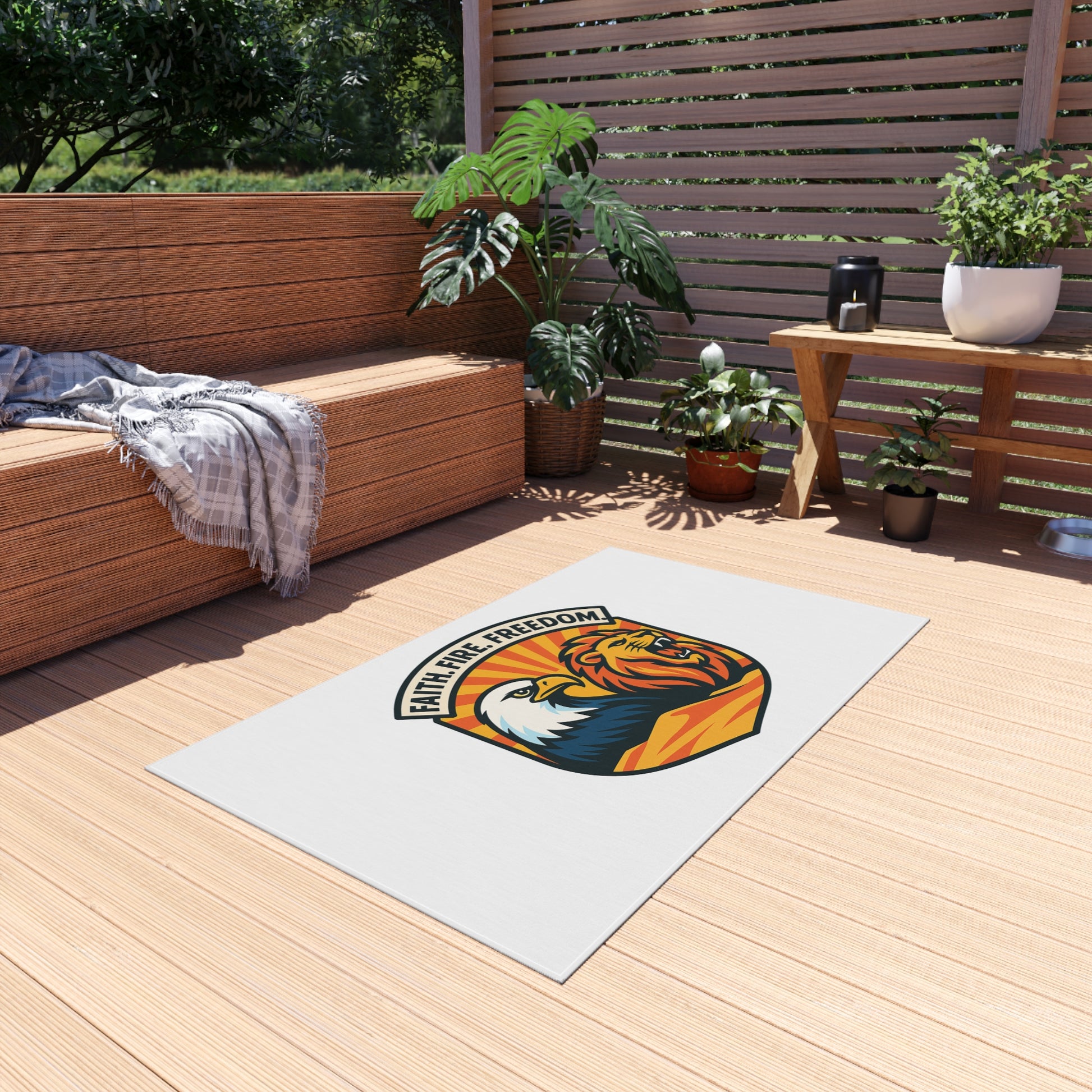Lions Eagles Rise Outdoor Rug - American Zionist