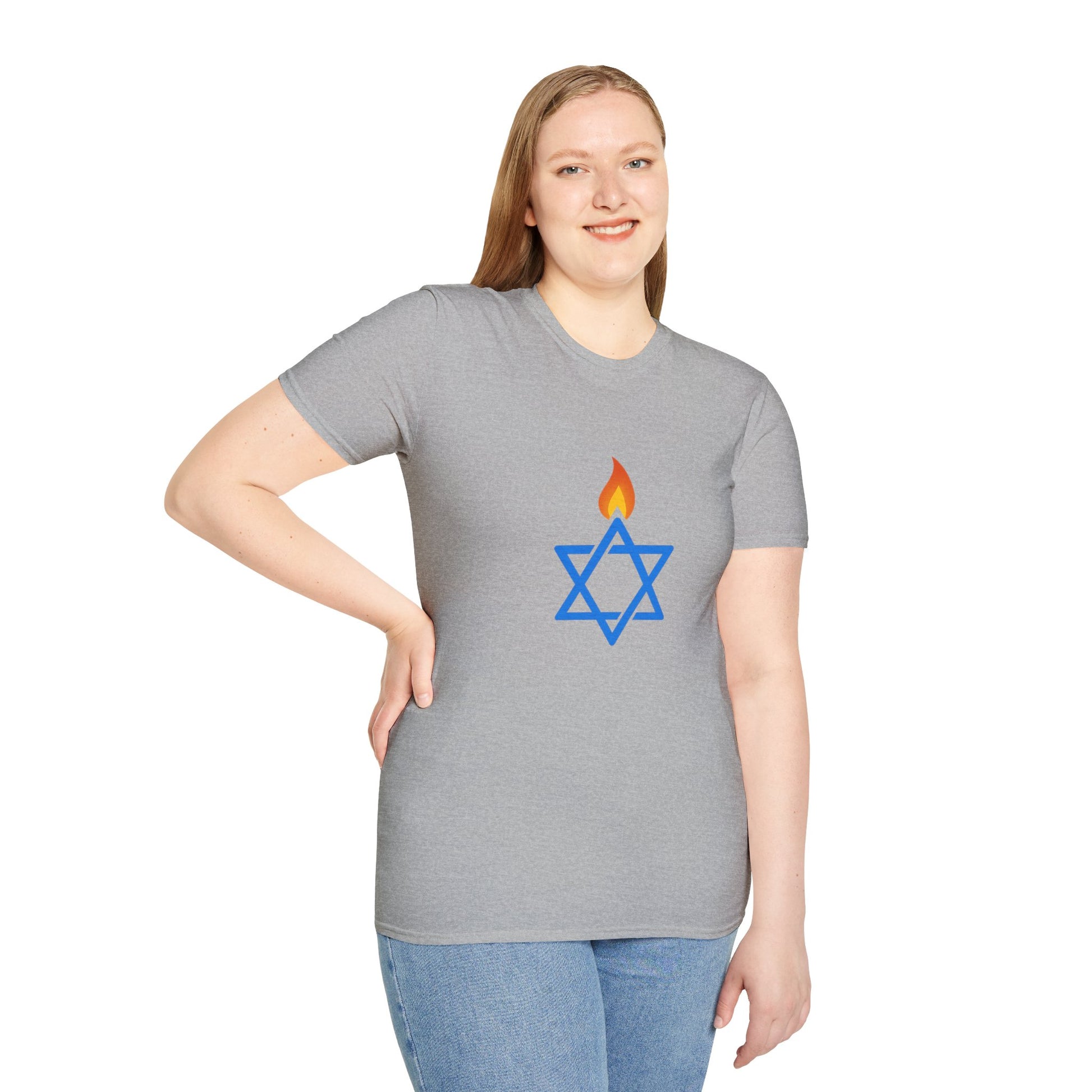 Fire Stars Of David Unisex Softstyle T-Shirt - American Zionist