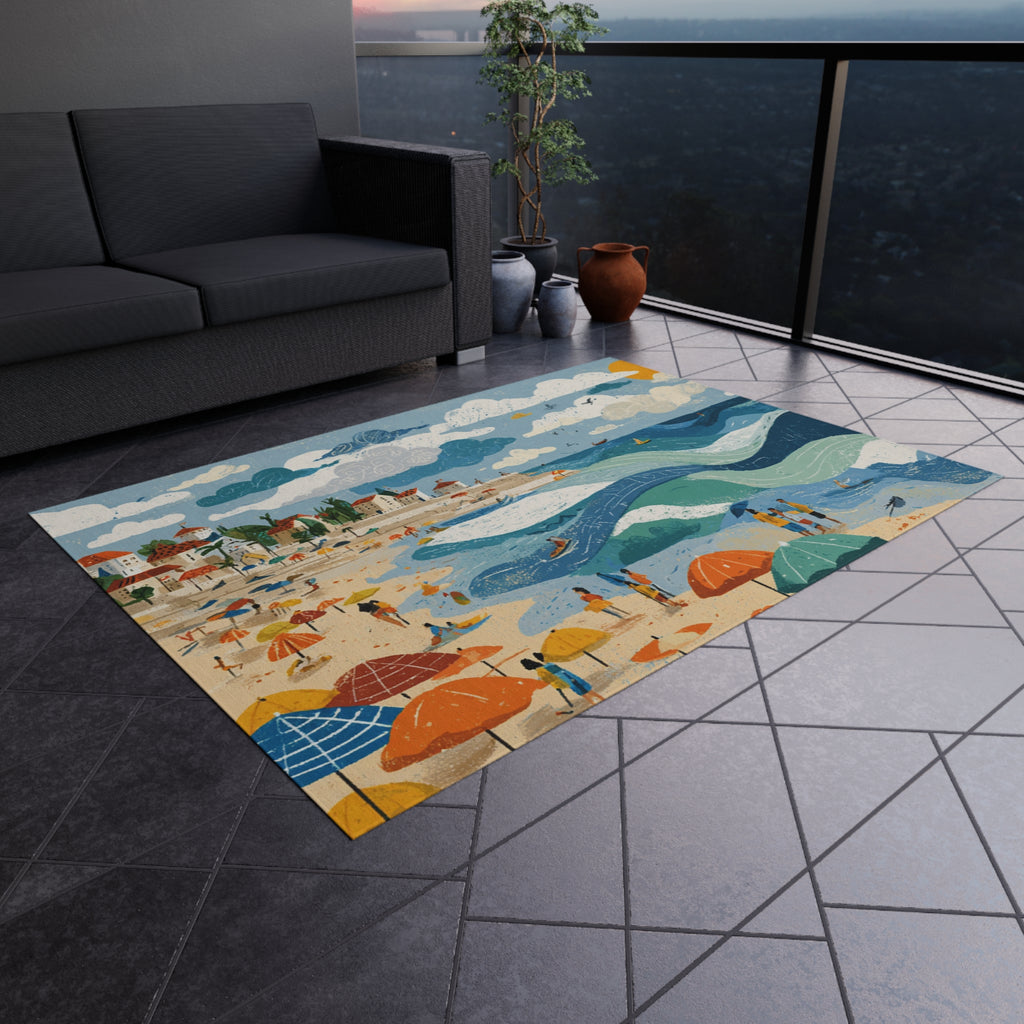 Tel Aviv Beach Outdoor Rug - American Zionist