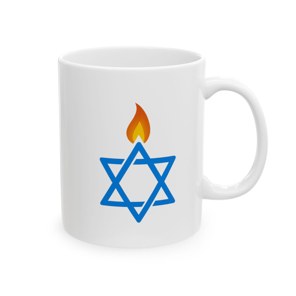 Fire Stars Of David Ceramic Mug, (11oz, 15oz) - American Zionist