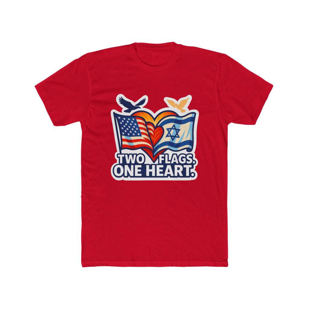 Two Flags. One Heart Unisex Cotton Crew Tee - American Zionist