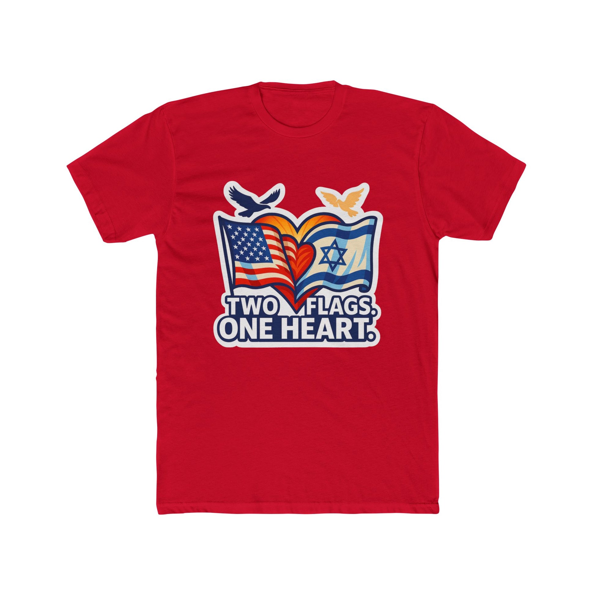 Two Flags. One Heart Unisex Cotton Crew Tee - American Zionist
