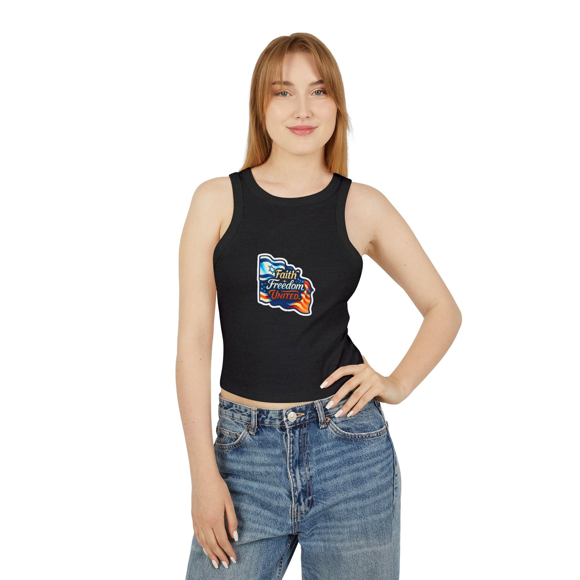 Faith Freedom United Women's Micro Rib Racer Tank Top - American Zionist